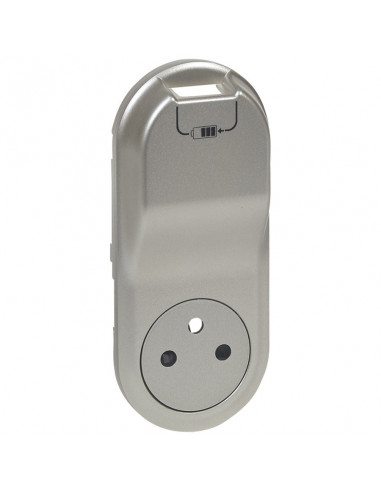 ENJOLIVEUR PRISE SEMI-ENCASTREE SURFACE 2P+T AVEC CHARGEUR USB TITANE CELIANE LEGRAND 068416
