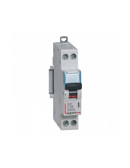 Disjoncteur Phase+Neutre DNX³4500 6kA arrivée et sortie borne à vis 1P+N 230V 10A courbe C 1 module LEGRAND 406773
