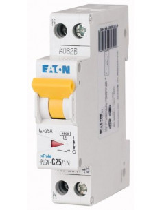 Disjoncteur Ph+N 25A 4,5kA (EN 60898) courbe C 000264748 EATON PLG4-C25/1N