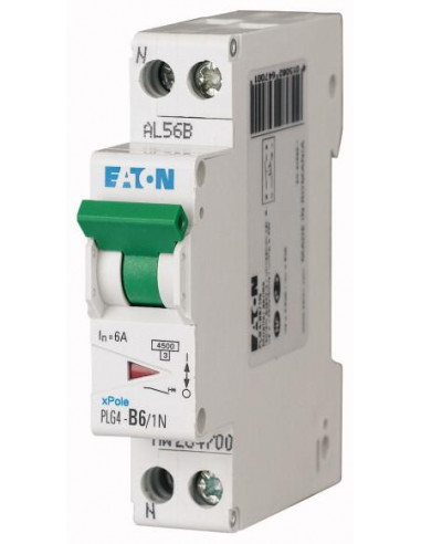 Disj Ph+N 6A 4,5kA (EN 60898) cbe C 000264743 EATON PLG4-C6/1N