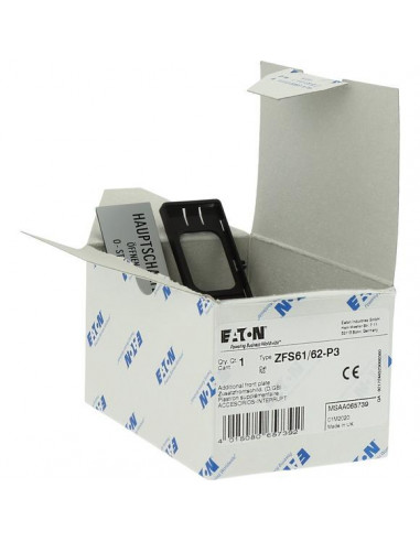 Support +étiquette interrupteur général – N'ouvrir l'armoire qu'en position 0 en DE/EN pour T5b EATON ZFS61/62-P3