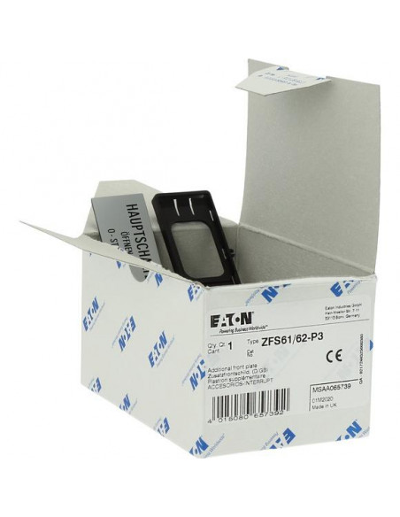 Support +étiquette interrupteur général – N'ouvrir l'armoire qu'en position 0 en DE/EN pour T5b EATON ZFS61/62-P3