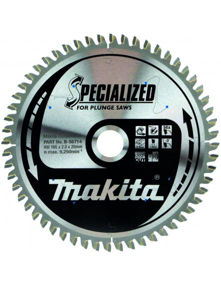 LAME CARBURE BOIS SPE PLO+BATT 165X20MM 28D MAKITA B-56699