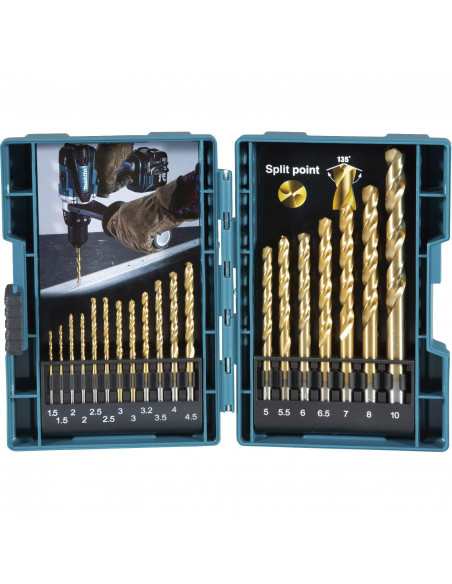 Coffret de 19 Forets à métaux HSS-TiN MAKITA B-67795