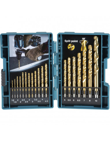 Coffret de 19 Forets à métaux HSS-TiN MAKITA B-67795
