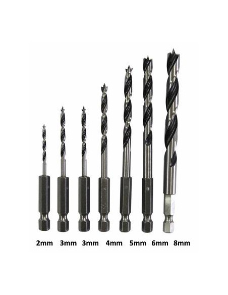 LOT DE 7 MECHES A BOIS (2/3/3/4/5/6/8 MM) MAKITA D-62371