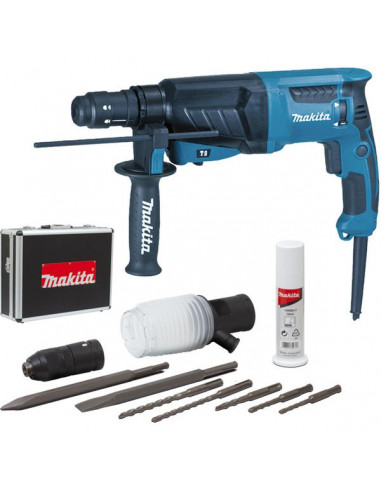 Perfo-burineur SDS-Plus 800 W 26 mm (coffret alu + kit d'accessoires) MAKITA HR2630TX4