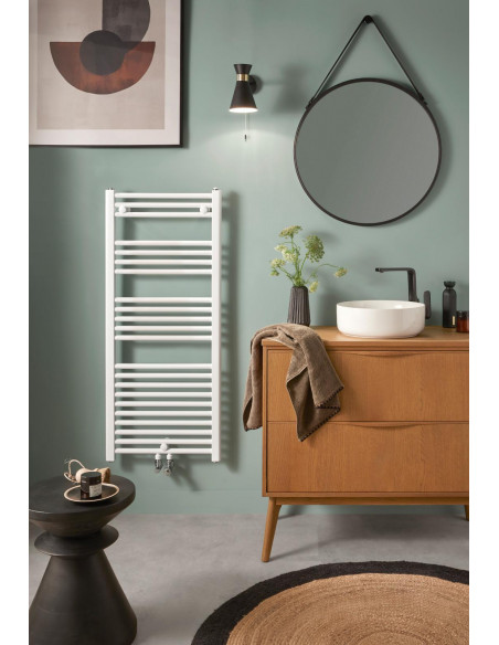 Radiateur sèche-serviettes 2012 étroit eau chaude racc. double 0516W blanc ATLANTIC 833953