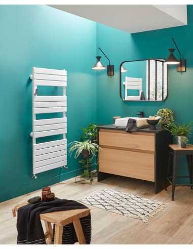 Radiateur sèche-serviettes Adélis eau chaude racc. collecteurs 873W blc brillant ATLANTIC 861950