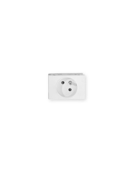 Prise TerCia 2 pôles + terre simple spécial goulotte blanche IBOCO B45010