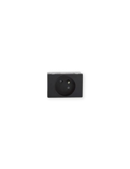 Prise TerCia 2 pôles + terre simple spécial goulotte noir IBOCO B45012