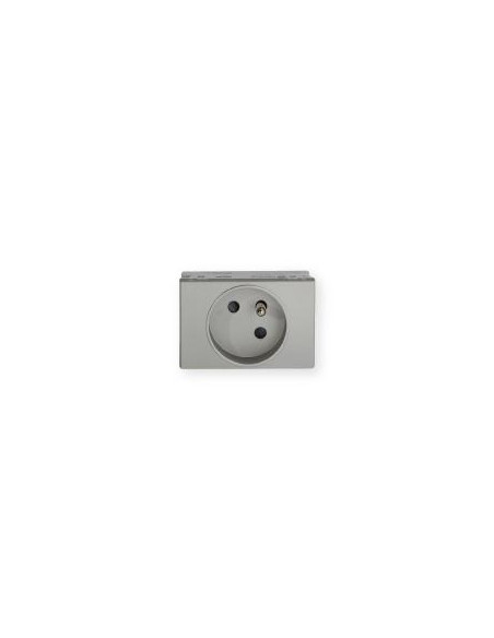 Prise TerCia 2 pôles + terre simple spécial goulotte alucolor IBOCO B45013