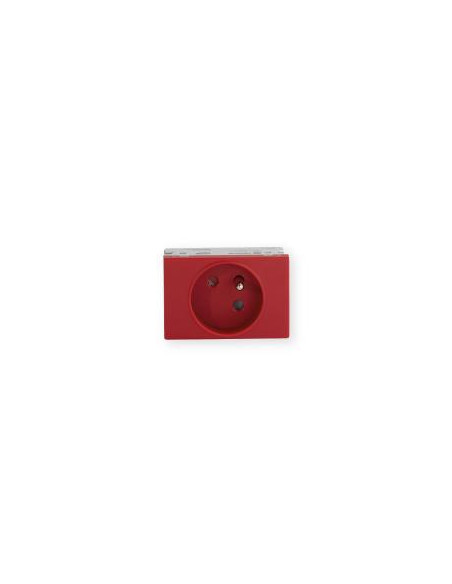 Prise TerCia 2 pôles + terre simple spécial goulotte rouge IBOCO B45014