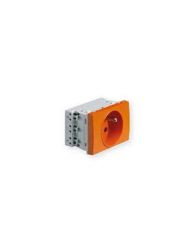 Prise TerCia 2 pôles + terre simple spécial goulotte orange IBOCO B45015