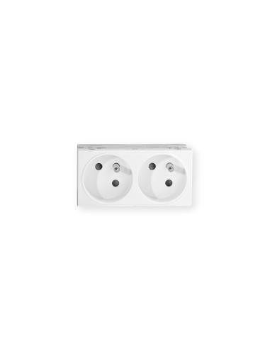 Prise TerCia 2 pôles + terre double spécial goulotte blanche IBOCO B45020