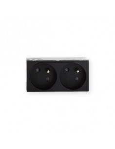 Prise TerCia 2 pôles + terre double spécial goulotte noir IBOCO B45022 2