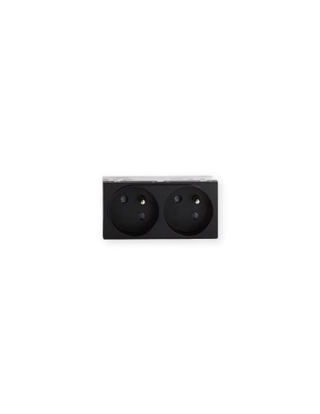 Prise TerCia 2 pôles + terre double spécial goulotte noir IBOCO B45022
