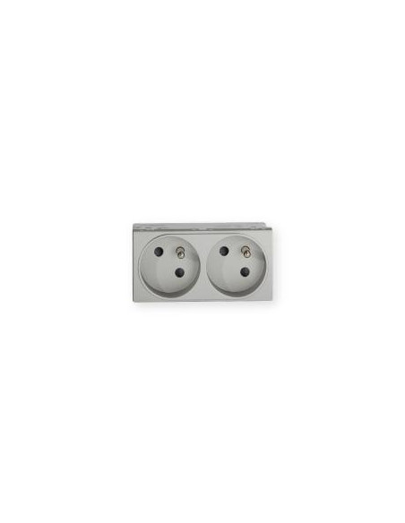 Prise TerCia 2 pôles + terre double spécial goulotte alucolor IBOCO B45023