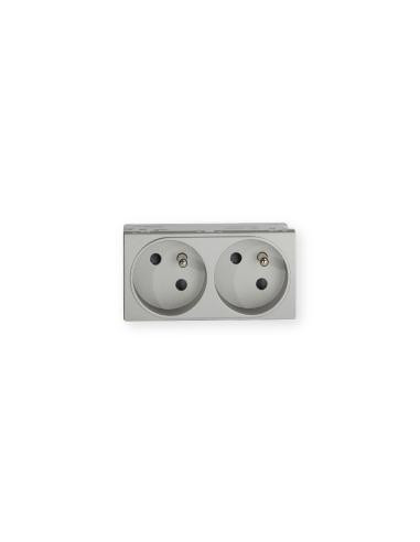 Prise TerCia 2 pôles + terre double spécial goulotte alucolor IBOCO B45023