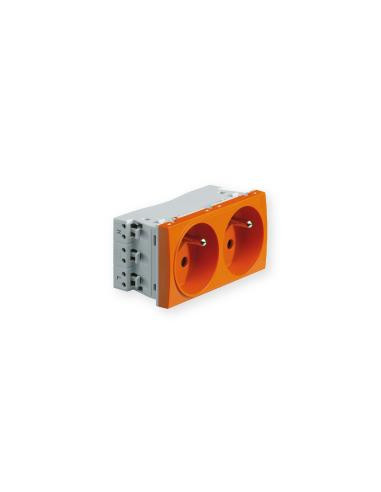 Prise TerCia 2 pôles + terre double spécial goulotte orange IBOCO B45025