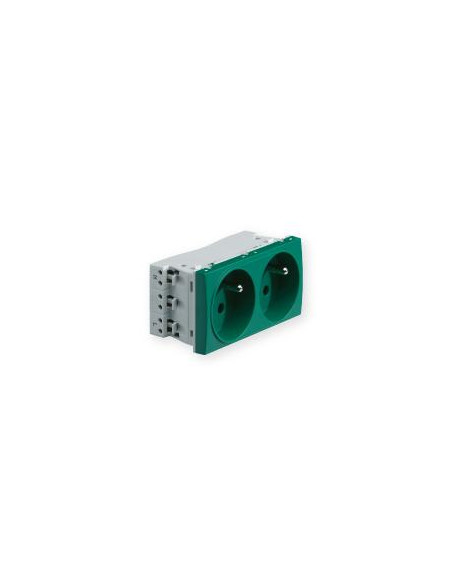 Prise TerCia 2 pôles + terre double spécial goulotte verte IBOCO B45026