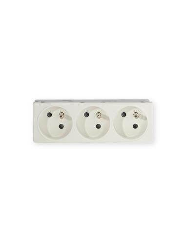 Prise TerCia 2 pôles + terre triple spécial goulotte blanche IBOCO B45030