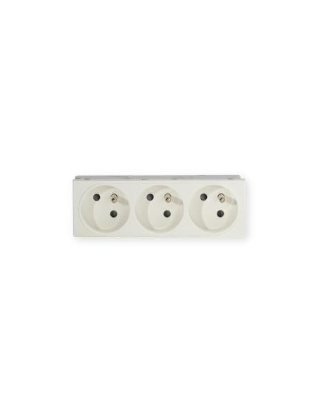 Prise TerCia 2 pôles + terre triple spécial goulotte blanche IBOCO B45030