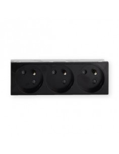 Prise TerCia 2 pôles + terre triple spécial goulotte noir IBOCO B45032 2