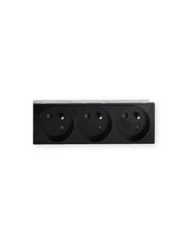 Prise TerCia 2 pôles + terre triple spécial goulotte noir IBOCO B45032