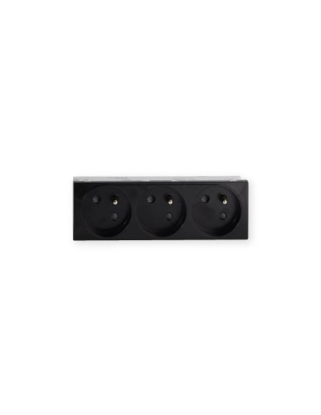 Prise TerCia 2 pôles + terre triple spécial goulotte noir IBOCO B45032