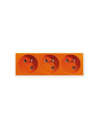 Prise TerCia 2 pôles + terre triple spécial goulotte orange IBOCO B45035