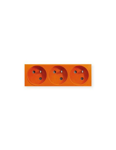 Prise TerCia 2 pôles + terre triple spécial goulotte orange IBOCO B45035
