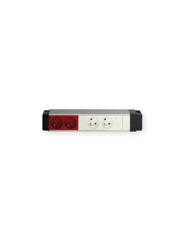 Nourrice équipée TerCia NRC-C45 2 prises 2P+T + 2 prises 2P+T détrp. Alu Anodisé IBOCO B45640