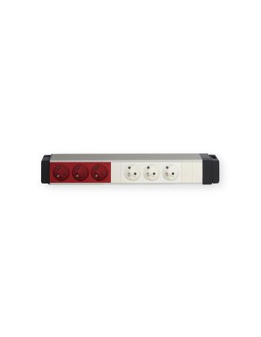 Nourrice équipée TerCia NRC-C45 3 prises 2P+T + 3 prises 2P+T détrp. Alu Anodisé IBOCO B45641
