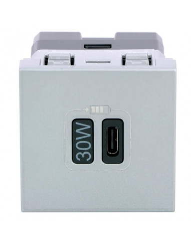 Chargeur simple USB Mosaic Type-C 3A 30W power delivery 2 modules alu LEGRAND 079385L