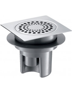 Siphon sol dur 100x100 - hauteur réglable sortie intégrée D40 DELABIE 682001