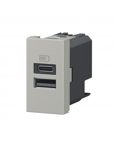 Chargeur USB Type-A+Type-C Mosaic 2 modules alu pour support LCM LEGRAND 077671L