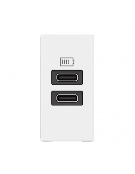 Prise 2 USB Type-C Mosaic 3A 15W pour boite de sol, bloc bureau et goulotte 1 module blanc LEGRAND 077680L