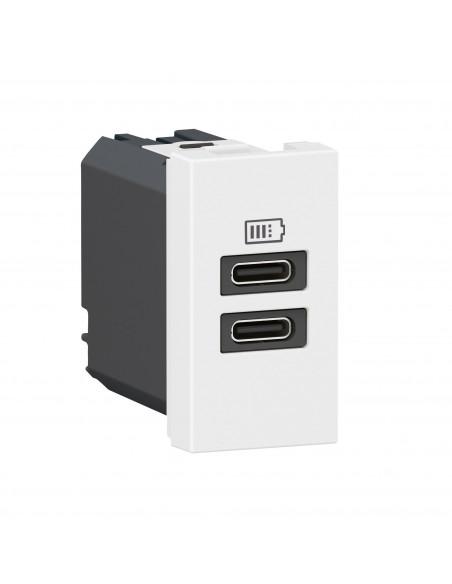 Prise 2 USB Type-C Mosaic 3A 15W pour boite de sol, bloc bureau et goulotte 1 module blanc LEGRAND 077680L
