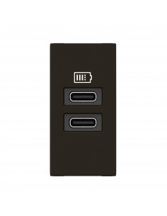 Prise 2 USB Type-C Mosaic 3A 15W pour boîte de sol, bloc bureau et goulotte 1 module noir mat LEGRAND 077682L