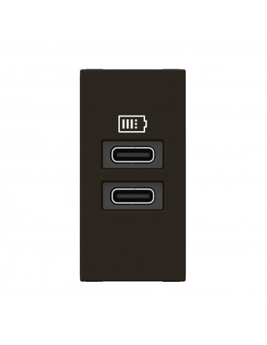 Prise 2 USB Type-C Mosaic 3A 15W pour boîte de sol, bloc bureau et goulotte 1 module noir mat LEGRAND 077682L