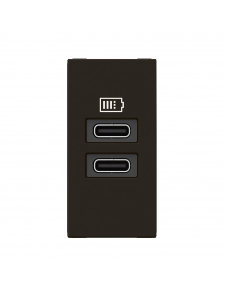 Prise 2 USB Type-C Mosaic 3A 15W pour boîte de sol, bloc bureau et goulotte 1 module noir mat LEGRAND 077682L