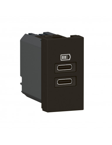 Prise 2 USB Type-C Mosaic 3A 15W pour boîte de sol, bloc bureau et goulotte 1 module noir mat LEGRAND 077682L