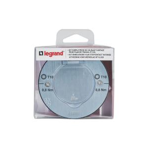 Kit prise de sol ronde inox étanche IP44 avec volet + boite à encastrer LEGRAND 092114