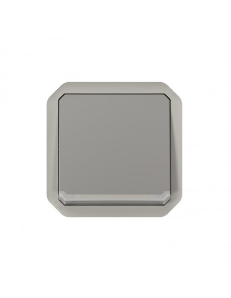 Interrupteur bipolaire étanche Plexo 10AX 250V IP55 IK08 avec enjoliveur gris LEGRAND 069530L