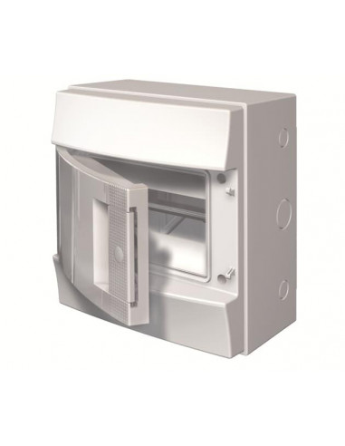 Mistral65H- Coffret Etanche -1 Rangée -8 modules -Porte Opaque-RAL7035-GWT 750°c 1SLM006500A2111 ABB H65P08X110750