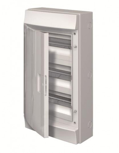 Mistral65H- Coffret Etanche-3R x 12 modules -Porte Opaque-RAL7035-GWT 750°c 1SLM006500A2116 ABB H65P12X310750