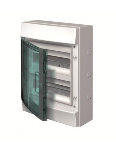 Mistral65H- Coffret Etanche-2R x 12 modules-Porte Transp.-RAL7035-GWT 750°c 1SLM006500A2214 ABB H65P12X220750