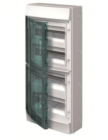 Mistral65H- Coffret Etanche-4R x 12 modules-Porte Transp.-RAL7035-750°c+Borniers 1SLM006501A2217 ABB L629988