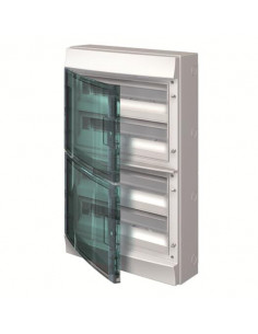 Mistral65H- Coffret Etanche-4R x 18 modules-Porte Transp.-RAL7035-GWT 750°c 1SLM006500A2219 ABB H65P18X420750